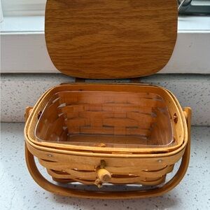 Vintage Longaberger Kiddie Basket Purse #10731 Wooden Woven Basket with Lid